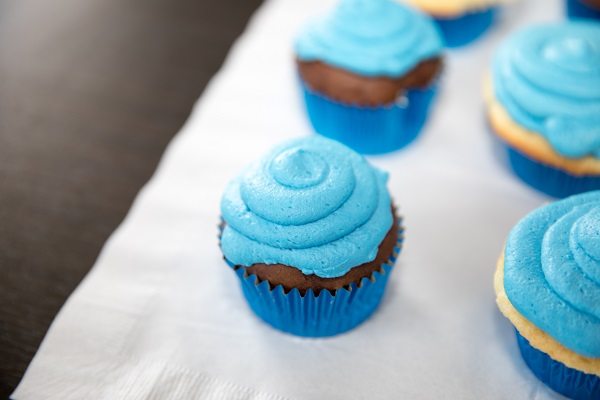Chocolate cupcake with blue frosting